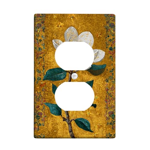 Elegante weiße Blumen-Lichtschalter-Abdeckplatte, goldene dekorative Wandakzente, Frühlings-Heimdekoration, thermoplastische Standardgröße, Einzel-Duplex-Steckdose Elegante weiße Blumen-Lichtschalter-Abdeckplatte, goldene dekorative Wandakzente, Frühlings-Heimdekoration, thermoplastische Standardgröße, Einzel-Duplex-Steckdose von Generic