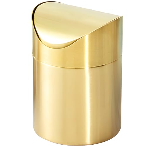 Eleganter Mini-Mülleimer mit Schwingdeckel, Edelstahl, für Büro, Küche, Bad und Auto von Generic