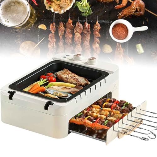 Elektrischer BBQ-Kebab-Grill,360° drehbarer Doppelschicht-Grillofen mit automatischer Temperaturregelung und Timer,tragbarer 1000-W-Antihaft-Multifunktionsgrill,for Camping im Innen- und Außenbereich von Generic