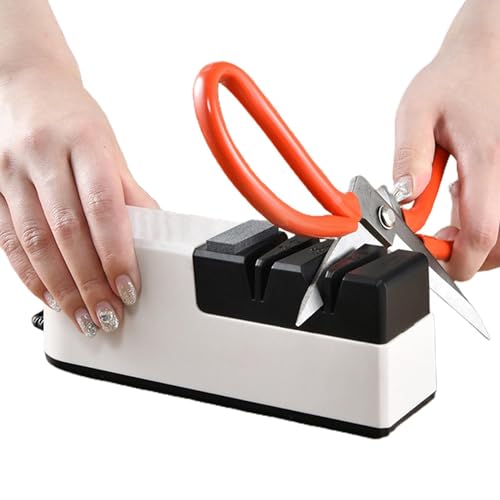 Elektrischer Messerschärfer, elektrischer Messerschärfer für Messer | Automatischer Schneider und Scherenschärfer, 4-stufiges Präzisionssystem, grob und feines Schärfwerkzeug von Generic