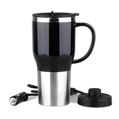 Elektrischer Teekocher - Tasse Durchlauferhitzer, elektrischer Wasserkocher | Tragbare Heizbecher für Zigarettenanzünder | Kaffeetasse Wasserkocher mit Ladegerät, Warmwasserbereiter von Generic