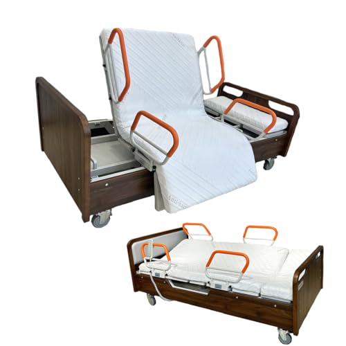 Elektrisches Krankenbett mit 5-in-1-Funktion und Drehfunktion, seitlich kippbares Krankenhausbett mit Matratze, leisen Rädern, bis zu 207 x 102 x 47 cm (440 lbs) von Generic