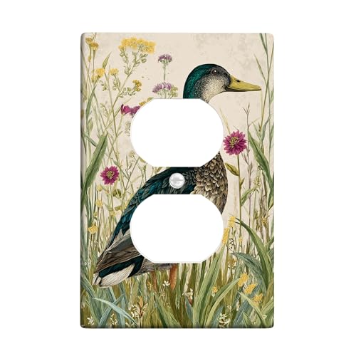 Ente Lichtschalter-Abdeckplatten/Steckdosenabdeckungen, buntes Blumen-Design für Frühlingsdekoration, thermoplastische Wandplatten, Standardgröße, Einzel-Duplex-Steckdose Ente Lichtschalter-Abdeckplatten/Steckdosenabdeckungen, buntes Blumen-Design für Frühlingsdekoration, thermoplastische Wandplatten, Standardgröße, Einzel-Duplex-Steckdose von Generic