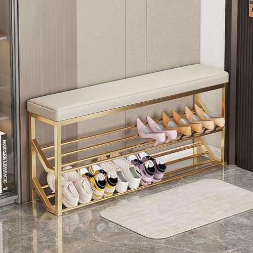 Entryway Bench with Shoe Rack and Storage Upholstered Seat Cushion 2 Tier Shoe nizer for Living Room Hallway and Small Window Entryway Entryway Bench with Shoe Rack and Storage Upholstered Seat Cushion 2 Tier Shoe nizer for Living Room Hallway and Small Window Entryway von Generic