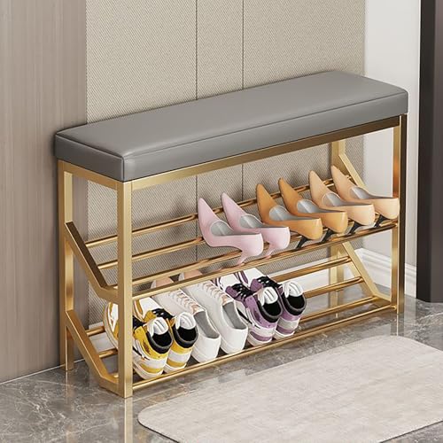 Entryway Bench with Shoe Rack and Upholstered Pu Leather Seat Cushion 2 Tier Shoe Rack and Storage Bench nizer for Living Room Hallway or Small Window Entryway Entryway Bench with Shoe Rack and Upholstered Pu Leather Seat Cushion 2 Tier Shoe Rack and Storage Bench nizer for Living Room Hallway or Small Window Entryway von Generic