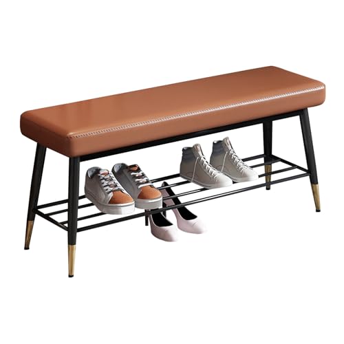 Entryway Bench with Storage and Seating, Black Metal Shoe Rack Bench, Shoe Organizer for Entryway, Hallway, Living Room, End of Bed von Generic
