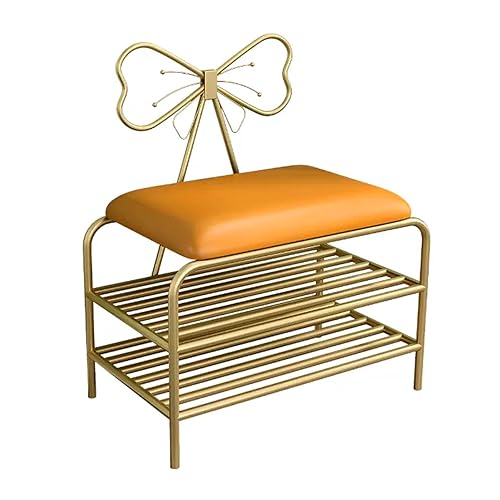 Entryway Storage Bench with Cushioned Seat Shoe Rack, Shoe Organizer Bench 2 Tier Faux Leather Top Bed Bench von Generic