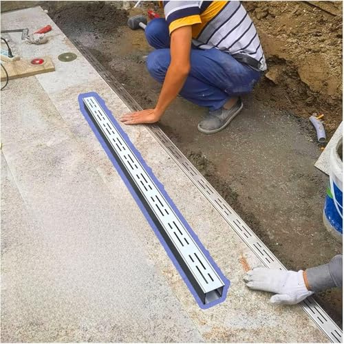 Entwässerungsrinne,1 2 4 10Er-Pack Rinnenablauf Mit Metallrost,Grabenentwässerungssystem,Schmal,Breit,Ersatz-DIY-Entwässerungsrinne,Robuster Entwässerungsgraben (Silber,4Er-Pack) von Generic