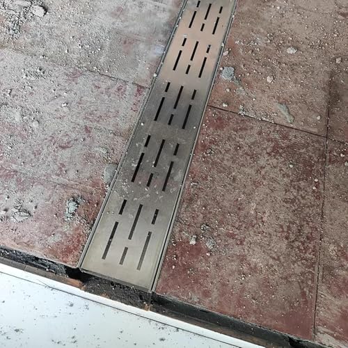 Entwässerungsrinne,1 2 4 10Er-Packung Rinnenablauf Mit Metallrost,Grabenentwässerungssystem,Schmal,Breit,Ersatz-DIY-Entwässerungsrinne,Robuster Entwässerungsgraben (Silber,1 Packung) von Generic