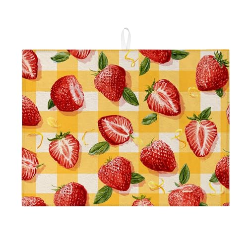 Erdbeer-Abtropfmatten für Küchentheke, Vintage-Bauernhaus, saugfähiges Abtropfgestell, Sommer-Küchendekoration, Mikrofaser-Abtropfmatte für Arbeitsplatte, 45,7 x 61 cm Erdbeer-Abtropfmatten für Küchentheke, Vintage-Bauernhaus, saugfähiges Abtropfgestell, Sommer-Küchendekoration, Mikrofaser-Abtropfmatte für Arbeitsplatte, 45,7 x 61 cm von Generic