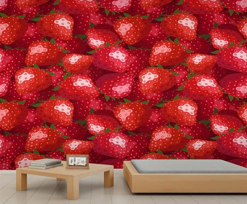 Erdbeer Tapete Rotes Fleisch Büro Tapete Blätter Wandbild Cartoon Obst Kinder Tapete für Schlafzimmer Wohnzimmer Wanddekoration 250 X 175 cm Erdbeer Tapete Rotes Fleisch Büro Tapete Blätter Wandbild Cartoon Obst Kinder Tapete für Schlafzimmer Wohnzimmer Wanddekoration 250 X 175 cm von Generic
