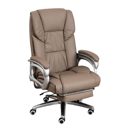 Ergonomic Desk Chair for Home Office mit FußstützeRindslederbezug Bürostuhl Doppelschichtige Polsterung Verstellbare Rückenlehne und Höhe 360° Drehbar Schreibtischstuhl mit PU-Rollen(Brown) von Generic