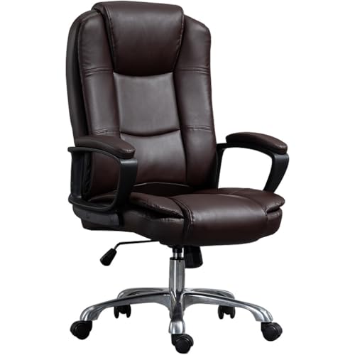Ergonomischer Arbeitsstuhl Für Das Wohnheim – Verstellbarer Chefsessel Mit Verbindungsarmlehnen, Strapazierfähiges Leder(Brown Chair) von Generic