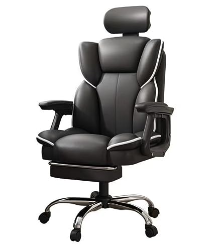 Ergonomischer Bürostuhl Executive Bürostuhl mit hoher Rückenlehne Ergonomischer Computer-Schreibtischstuhl Pu-Leder Verstellbarer Drehsessel mit Fußstütze gepolsterter Kunststoff, ideal für von Generic