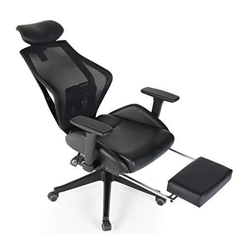 Ergonomischer Bürostuhl Home Office Schreibtischstuhl mit drehbarem Schreibtischstuhl aus PU-Leder - Verstellbarer Computerstuhl mit hoher Rückenlehne und Armlehne, Fußstütze, atmungsaktiver von Generic