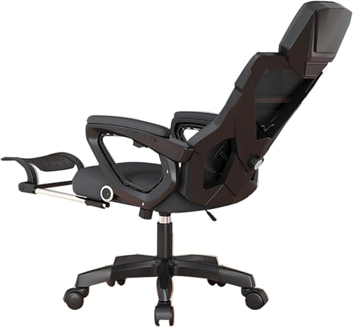 Ergonomischer Bürostuhl Mit Fußstütze – Verstellbarer Netz-schreibtischstuhl Mit Verstellbarer Rückenlehne, 3D-kopfstütze, Hochklappbaren Armlehnen, Comp, Black, One Size von Generic