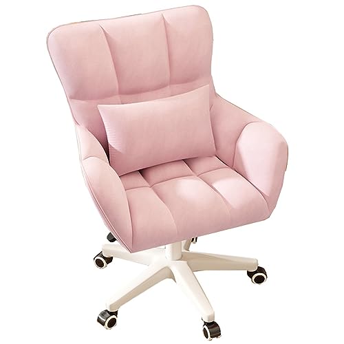 Ergonomischer Bürostuhl aus Samt, Verstellbarer Computer-Schreibtischstuhl mit mittlerer Rückenlehne, drehbarer Schminkstuhl mit Armlehnen, stilvoller rosa Arbeitsstuhl für Zuhause & von Generic