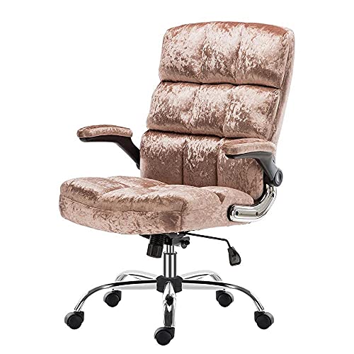 Ergonomischer Bürostuhl in Roségold für Computer – Verstellbarer Drehstuhl mit Neigungswinkel und hochklappbaren Armlehnen – Chefsessel für Lordosenstütze und Komfort von Generic