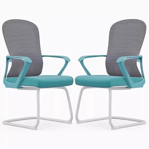 Ergonomischer Bürostuhl mit Atmungsaktiver Netzrückenlehne, 2er-Pack Premium Office Chair mit Ergonomischen Armlehnen, für Besprechungen, Bürolobbys (2er-Pack)(Blue) von Generic