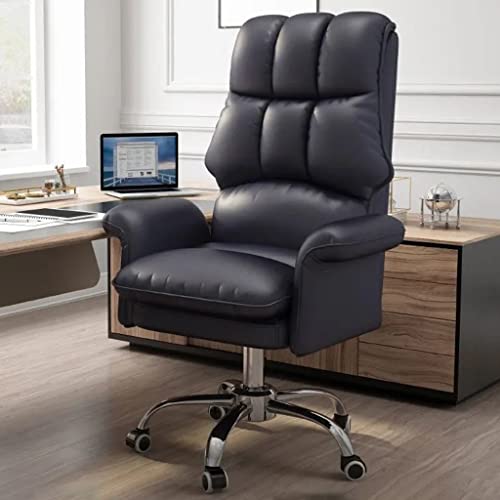 Ergonomischer Bürostuhl mit Rollen, höhenverstellbarer Computer-Schreibtischstuhl aus PU-Leder, drehbarer Arbeitsstuhl mit Rollen (Farbe: Schwarz, Größe: A) von Generic
