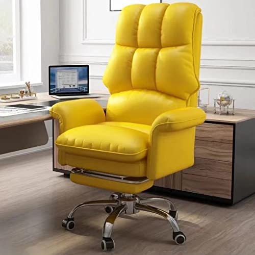 Ergonomischer Bürostuhl mit Rollen, höhenverstellbarer Computerstuhl aus PU-Leder, Drehbarer Arbeitsstuhl mit Fußstütze – Farbe Gelb, modernes Design für Zuhause und den Gebrauch Ergonomischer Bürostuhl mit Rollen, höhenverstellbarer Computerstuhl aus PU-Leder, Drehbarer Arbeitsstuhl mit Fußstütze – Farbe Gelb, modernes Design für Zuhause und den Gebrauch von Generic