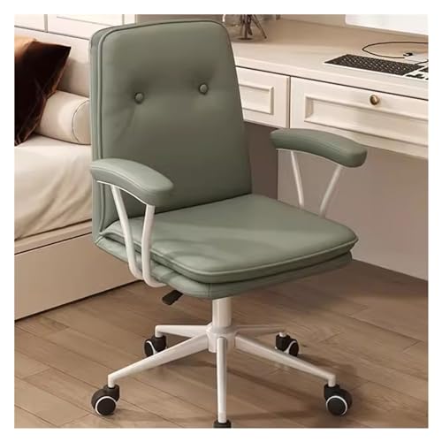 Ergonomischer Bürostuhl mit mittelhoher Rückenlehne aus Leder – Moderner, gepolsterter Computer-Schreibtischstuhl mit gepolsterten Armlehnen, höhenverstellbarem Drehgelenk und Rollen für den von Generic