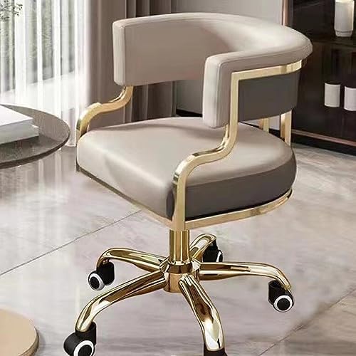 Ergonomischer Computer-Schreibtischstuhl aus PU-Leder mit Armlehnen, moderner Computer-Schreibtischstuhl mit mittlerer Rückenlehne und Rollen, ergonomischer, gepolsterter Drehstuhl (/Grau B) von Generic