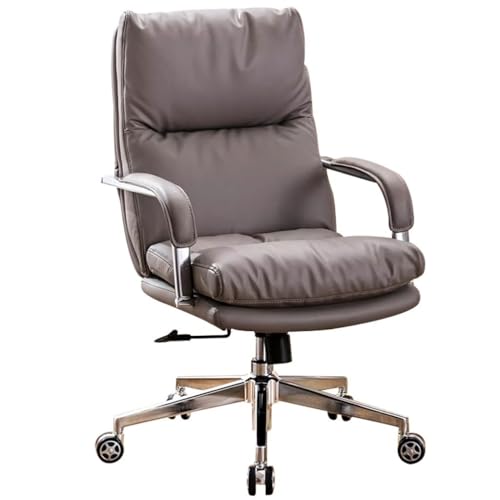 Ergonomischer Computerstuhl Mit Kippfunktion – Bequemer Studiensitz Für Langes Sitzen Zu Hause, Luxuriöses Echtleder(Gray Color) von Generic