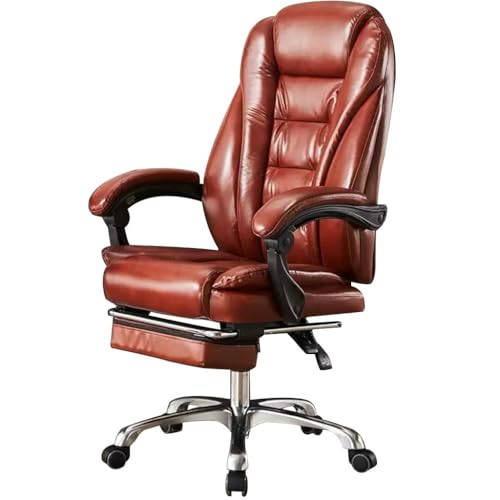 Ergonomischer Computerstuhl Mit Weitwinkelverstellung Von 90° Bis 150° – Robuster Gaming-Stuhl Aus Echtem Leder, Höhenverstellbar(Brown Chair) von Generic