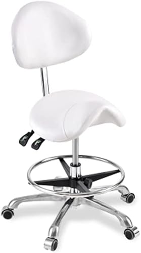 Ergonomischer Drehstuhl mit Rückenlehne und Fußstütze - ideal für Salon Spa-Profis, Verstellbarer Sattelhocker mit hydraulischer Gasfeder und Rädern von Generic