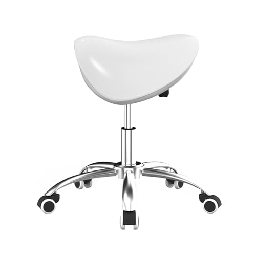 Ergonomischer Sattelhocker, Rolldrehstuhl, Bürostuhl Mit Hydraulischer Höhe, Dicke Sitzpolsterung, for Die Beauty-Tattoo-Klinik, Tragkraft 200 Kg(White) von Generic