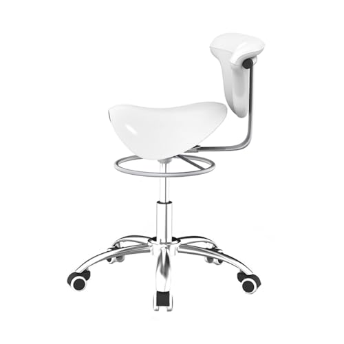 Ergonomischer Sattelhocker, Rollender Drehhocker Mit Rädern, Einstellbare Höhe 57–67 cm for Salon, Massage, Klinik, Büro, Zuhause, Tragkraft 200 Kg(White) von Generic
