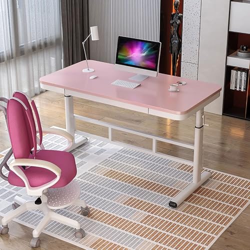 Ergonomischer aufsteigender Computertisch Stehschreibtisch Höhenverstellbar Lern-/Schreib-/Bürotisch Metallrahmen for Zuhause/Büro/Arbeit/Gaming(Pink,100x60cm/39x24in) von Generic