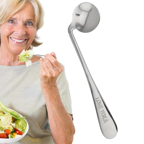 Ergonomisches, anpassungsfähiges Utensil – Ältere Ellenbogengabellöffel, abgewinkelte Essgabel gebogen | abgewinkelter Löffel, Utensil für ältere Fütterung, bequem und sicher für behinderte Erwachsene von Generic