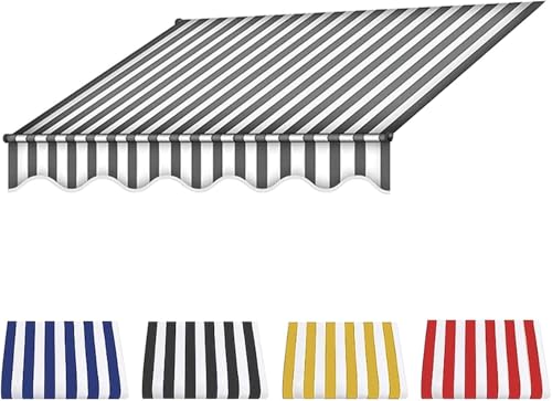 Ersatz Für Einziehbare Klemmmarkise, Sonnenschutzdach Für Einziehbare Markisen, Strapazierfähiges Markisentuch, Wasserdichter Mehrzweck-markisenschutz, Gray+White, 2.5m von Generic