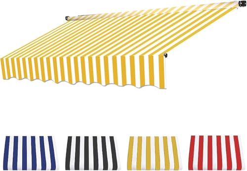 Ersatz Für Einziehbare Klemmmarkise, Sonnenschutzdach Für Einziehbare Markisen, Strapazierfähiges Markisentuch, Wasserdichter Mehrzweck-markisenschutz, Yellow and White, 3m von Generic