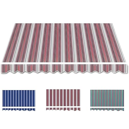 Ersatz-Markisenstoff (ohne Rahmen), Polyester Markisentuch Wasserabweisend UV-Schutz mit Volant(Red,200x150cm/6.5x5ft) von Generic