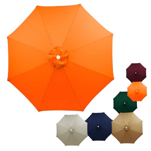 Ersatz-Schirmdach 2,7m, Terrassenschirmstoff nur für 6/8 Rippen, Gartenschirm-Oberabdeckung (Orange,230cm/7.5ft-8Ribs) von Generic