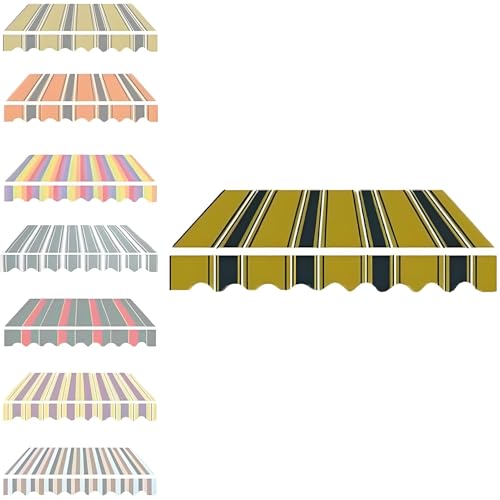 Ersatz für Einziehbare Markisenbespannung, Sonnenschutz Terrasse Markisentuch aus Polyester Wasserdicht UV-beständig für Wohnmo Fenster Geschäf Hof(Yellow,600x350cm) von Generic