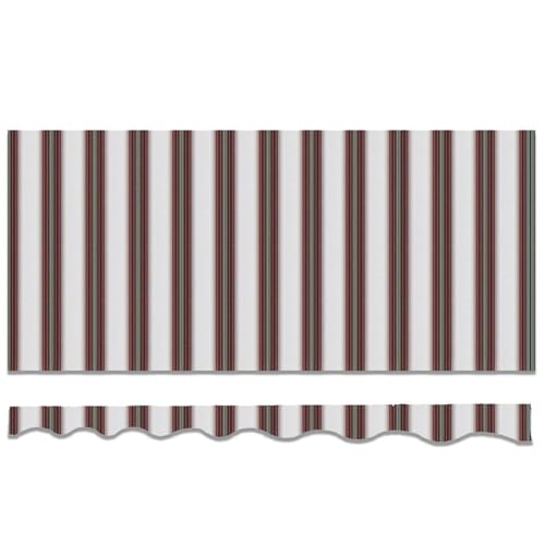 Ersatz für Gestreiften Terrassen Markisenstoff mit Volant, 280 g Wasserdicht UV-beständiges Polyester für Balkon Garten (ohne Rahmen)(300x200cm) von Generic