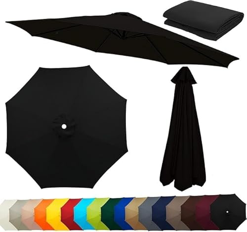 Ersatzdach for Terrassenschirm 230 cm, 270 cm, 300 cm, 8-Speichen-Ersatzdach for freitragenden Gartenschirm, Ersatzbezug for Strandschirm(Black,270CM-8.8FT) von Generic