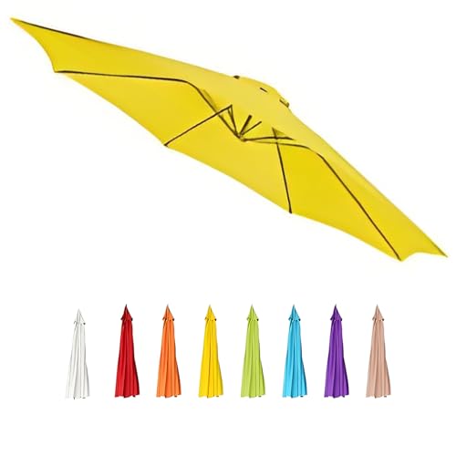 Ersatzdach für Sonnenschirm Strand, 2,0 m – 3,5 m, Terrassenschirm-Überdachung, 6 Arme, 8 Arme, Gartensonnenschirm-Zubehör (Yellow,200cm-6Ribs) von Generic