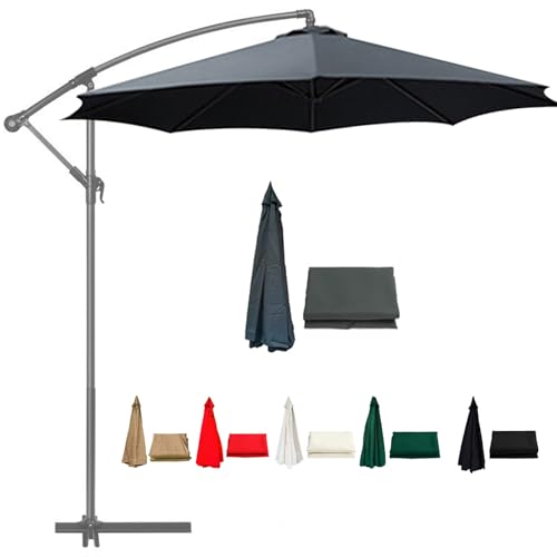 Ersatzschirm für Sonnenschirme, 6 Streben/8 Streben, 2.0m, 2.7m, 3.0m, Sonnenschirm Ersatzbezug, Ersatzteile für Balkon, Garten, Pool Und Strand, Nur Baldachin, Khaki(Gray,2.5m/6-Ribs) von Generic