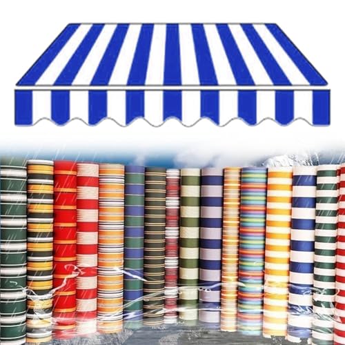 Ersatzstoff für Markisen Markisenbespannung Sonnenschutz Balkonmarkisen Stoff Ersat wasserabweisend Markiesenstoff für Außenbereiche(Blue White,8x6.5ft/2.5x2m) von Generic