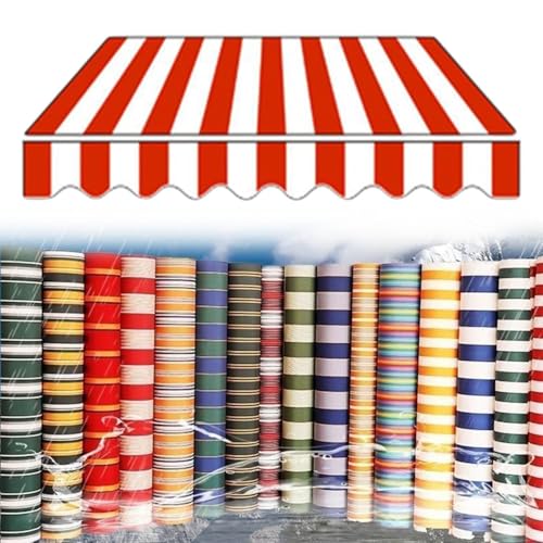 Ersatzstoff für Markisen Markisenbespannung Sonnenschutz Balkonmarkisen Stoff Ersat wasserabweisend Markiesenstoff für Außenbereiche(Red White,11x8ft/3.4x2.5m) von Generic