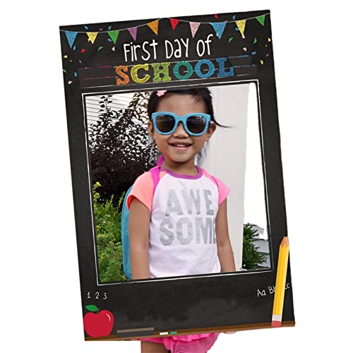 Erster Schultag Fotorahmen, Tafel Stil zurück zur Schule Foto-Stand Rahmen mit niedlichen Mustern, Vielseitige Bilderrahmen für Partyzubehör Schule Willkommen Foto Booth von Generic