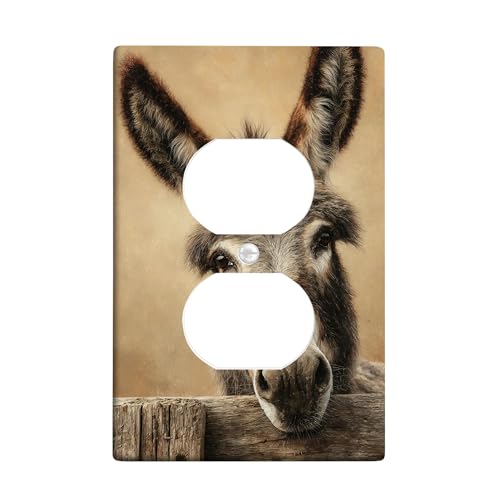 Esel Lichtschalter-Abdeckplatten/Steckdosenabdeckungen, rustikales braunes Bauernhoftier-Design für Wanddekoration, thermoplastische Wandplatten, Standardgröße, Einzel-Duplex-Steckdose von Generic