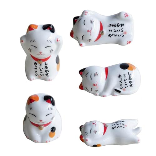 Essstäbchen-Set aus Keramik – niedlicher Essstäbchenhalter – japanischer Stil Keramik Glückskatze Essstäbchenablage-Set – 5 Essstäbchenhalter für Abendessen, Gabel, Löffel, Messer, Geschirr, Küche zu Essstäbchen-Set aus Keramik – niedlicher Essstäbchenhalter – japanischer Stil Keramik Glückskatze Essstäbchenablage-Set – 5 Essstäbchenhalter für Abendessen, Gabel, Löffel, Messer, Geschirr, Küche zu von Generic