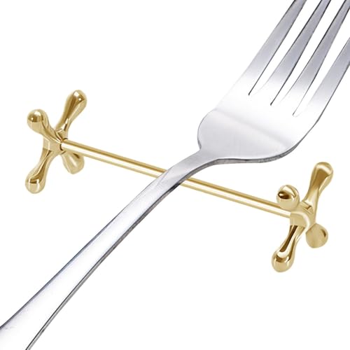 Essstäbchenhalter Aus Edelstahl - Essstäbchenablagehalter, Wiederverwendbare Goldene Anti-Rolling-Gabelablage | Metall-Essstäbchen-Basis, -Rolling-Design, Wiederverwendbarer Edelstahl-Ständer von Generic