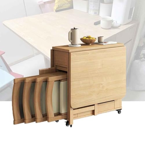 Esstisch Klappbar mit 4 Stühlen，Küchentisch Holz Tisch Ausziehbar mit Stauraum Dining Table Set Essgruppe Esszimmermöbel Esszimmertische von Generic